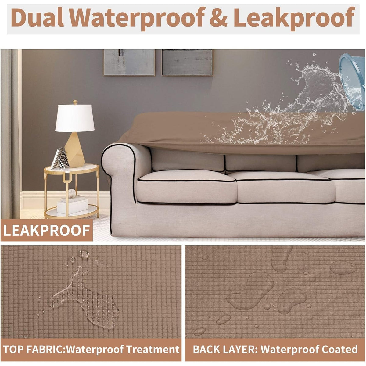 BRAND NEW ~ Camel Stretch Jacquard Waterproof COUCH Cover SOFA Slipcover