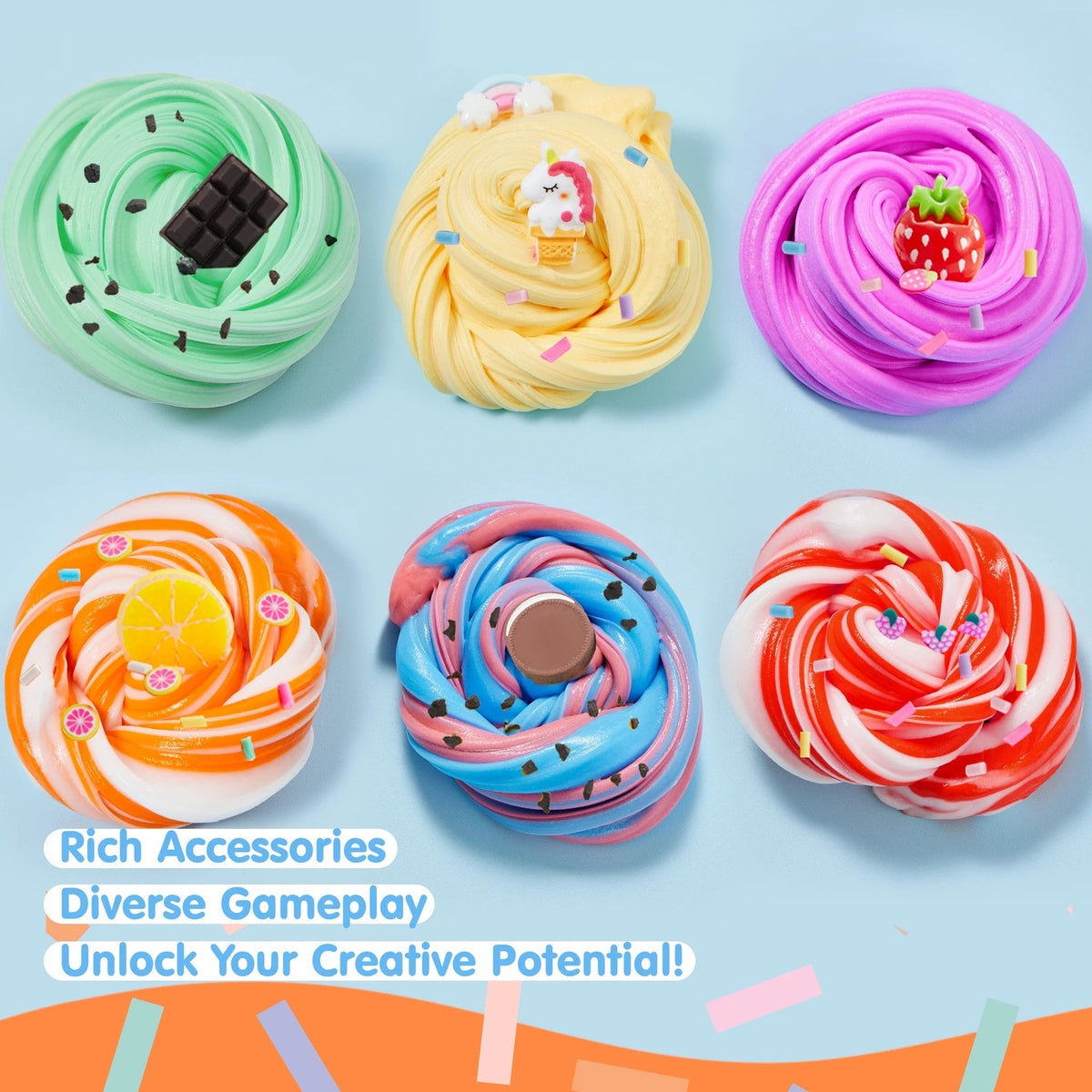 BRAND NEW ~ Joyfy 6 Pack Super Soft Non-Sticky Butter Slime Kit for Kids