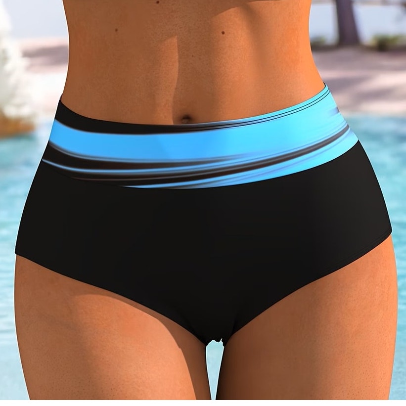 BRAND NEW ~ Women's Black & Blue Plus Size Bikini Tankini Swimsuit Bottoms ~ XXL