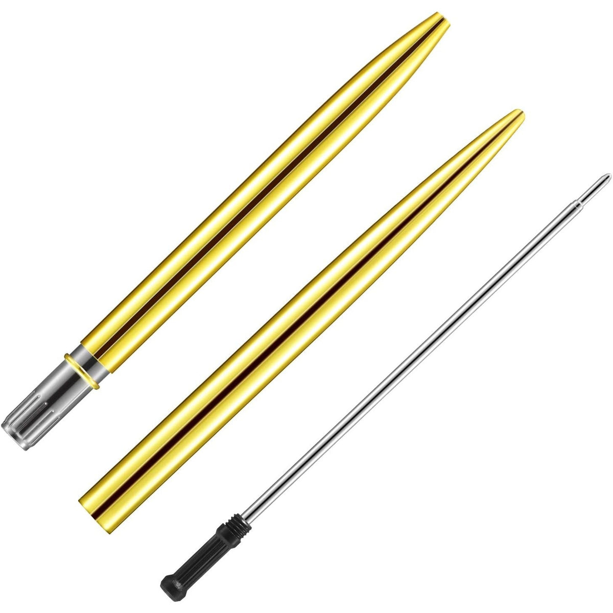 BRAND NEW Set/60 Long Metallic Gold Slim Retractable Lightweight Ballpoint Pens