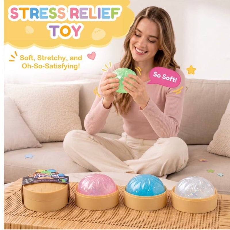 BRAND NEW ~ Pink Dumpling Squishy Toy Stretchy Sensory Fidget Gel Filled Ball