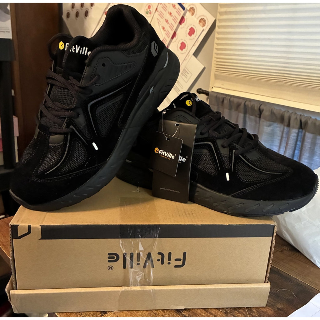 NWT ~ FitVille Extra Wide Men's Walking Shoes Arch Support Comfort Sneakers 9.5