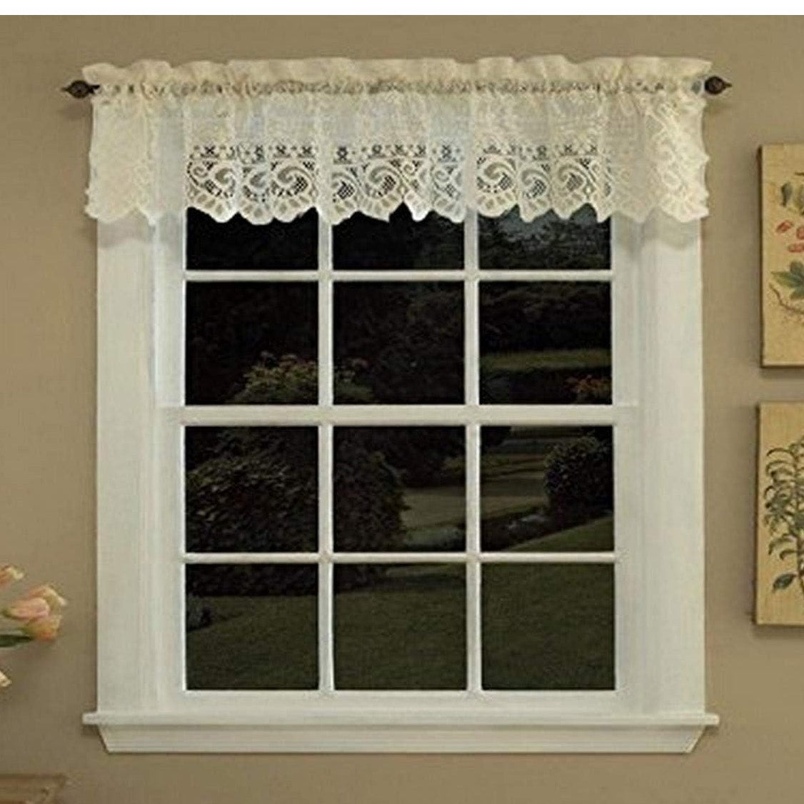 NWT ~ Modern Farmhouse Ivory Lace Country Window Valance ~ 14" x 60"