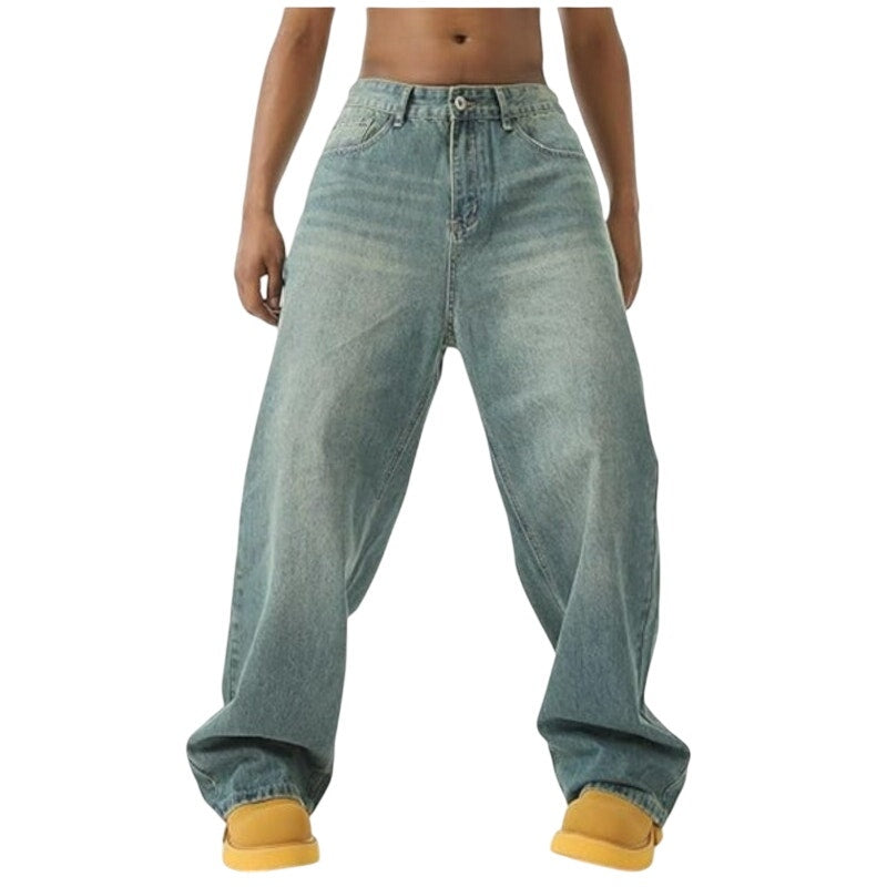 NWT ~ Men's Wide Leg Denim Blue Jeans Y2K Loose Fit 90s Streetwear Pants ~ 2X