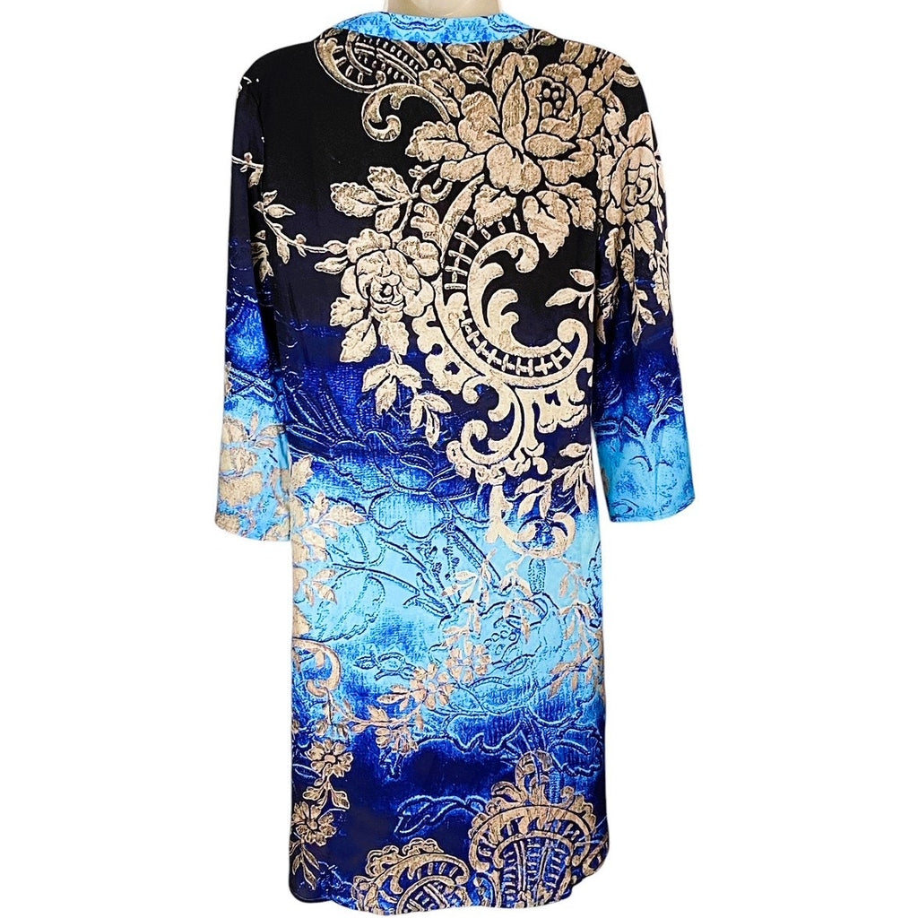 NWT ~ NORACORA Bohemian Bright Blue Paisley Boho Swimsuit Coverup ~ Size XS