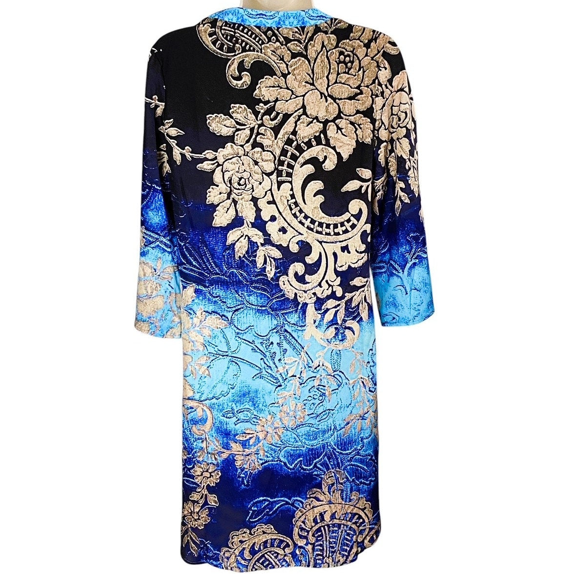 NWT ~ NORACORA Bohemian Bright Blue Paisley Boho Swimsuit Coverup ~ Size XS
