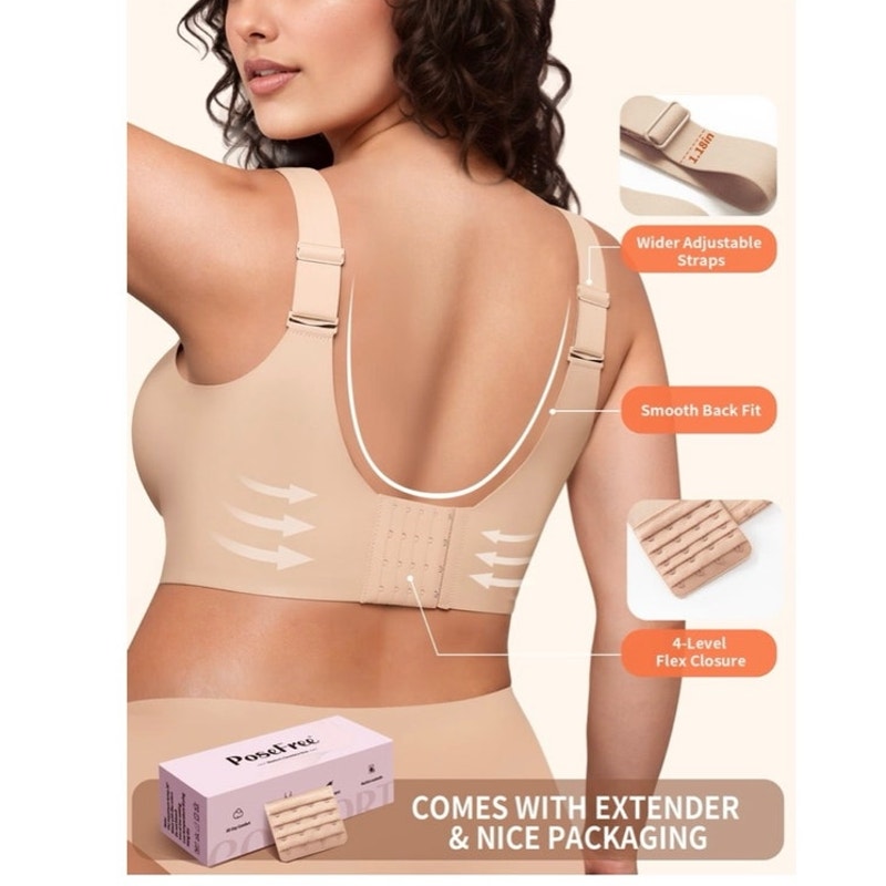 NWT ~ Nude Wireless Push Up Full Coverage Comfort Smoothing Seamless Bra ~ MED.