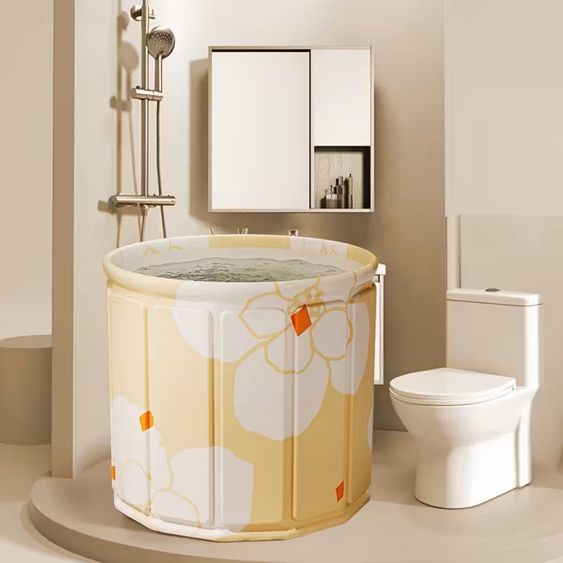BRAND NEW ~ Blue & White Floral Portable Foldable Bathtub & Pillow ~ Camping