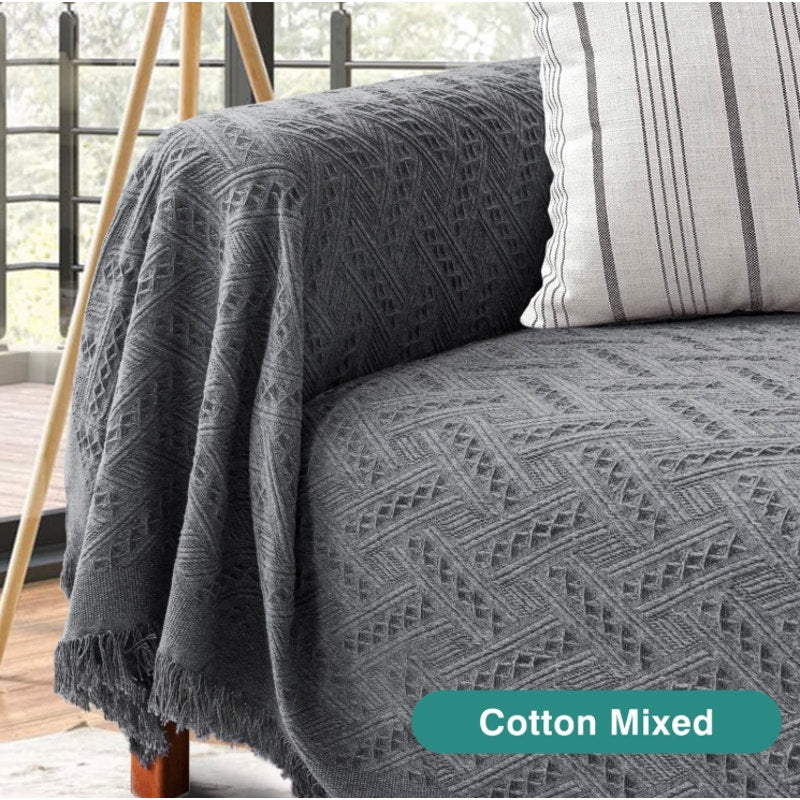 BRAND NEW ~ Gray Chair Cover Modern Farmhouse Living Room Slipcover 71" x 91"