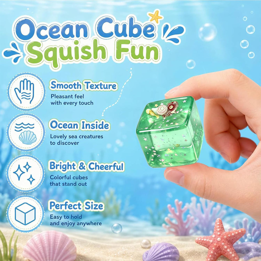 BRAND NEW ~ 4 Ice Cube Squishy Slow Rising Sensory Fidget Toy Stress Ball Cubes