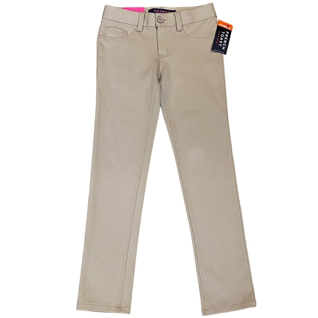 NWT ~ FRENCH TOAST Skinny Tan Knit Adjustable Waist Stretch Pants ~ Girls 8