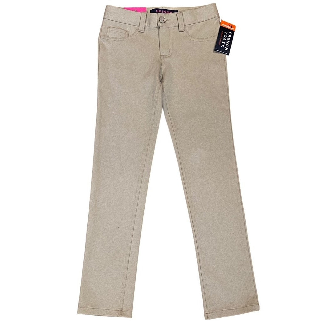 NWT ~ FRENCH TOAST Skinny Tan Knit Adjustable Waist Stretch Pants ~ Girls 8