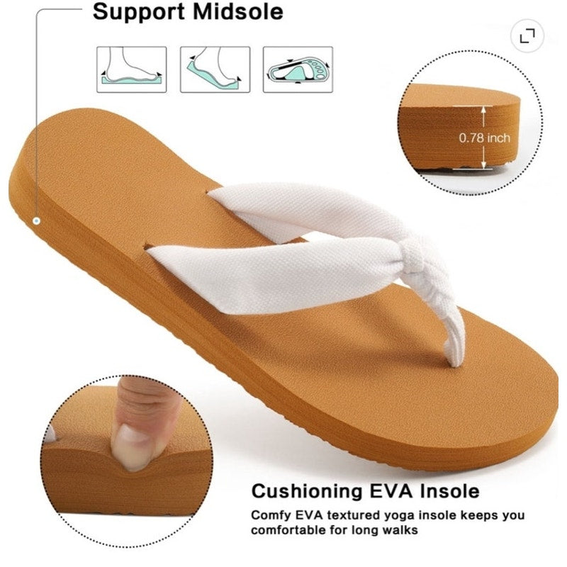 BRAND NEW ~ White Cloth Comfort Beach Summer Flip Flop Thong Sandals ~ 8