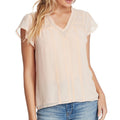 NWT ~ 1.STATE Peach Boho Lace Feminine Bohemian Short Sleeve Blouse ~ MEDIUM