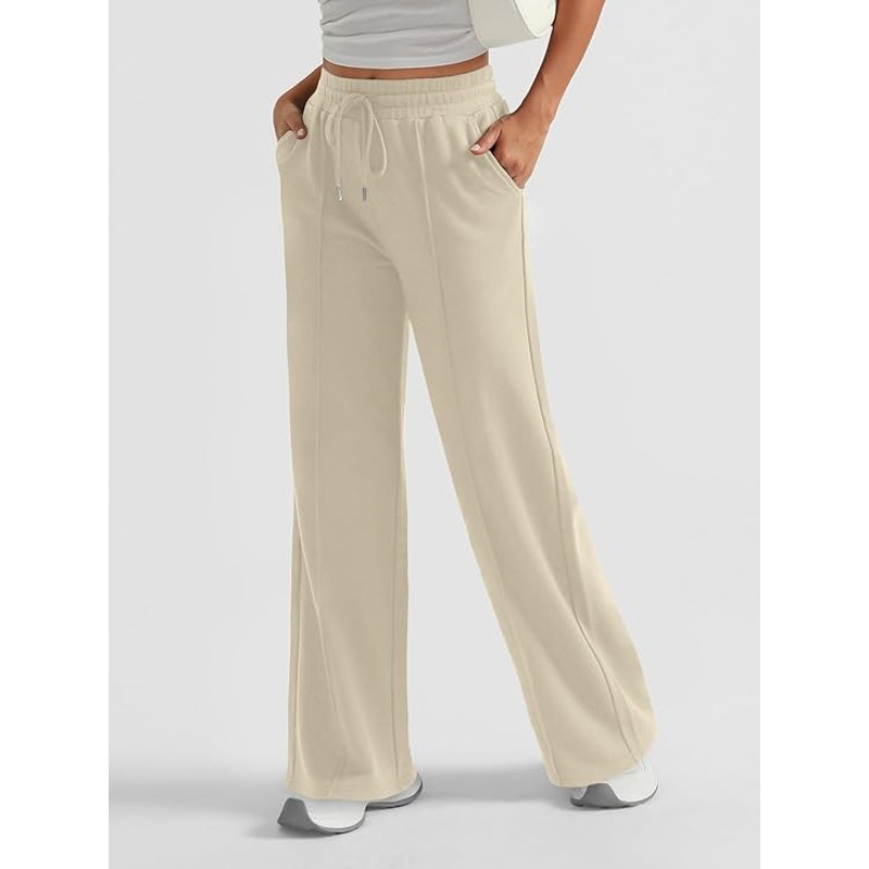 NWT ~ Women's Casual Tan Flare Leg Pockets Knit Drawstring Pull On Pants ~ MED.