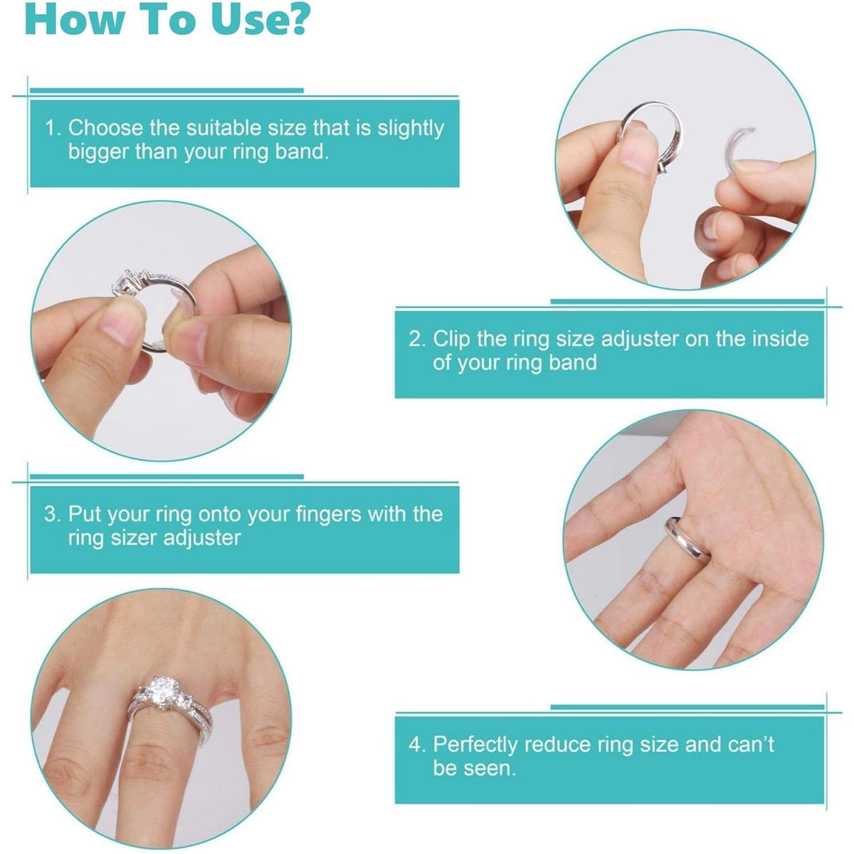 BRAND NEW ~ Invisible Assorted Sizes Comfortable Ring Guards Size Adjusters