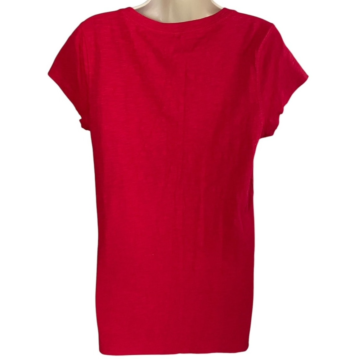 NWT ~ SO "Wild Cherry" Red V-Neck Cap Sleeve Casual T Shirt Top ~ Women's XL
