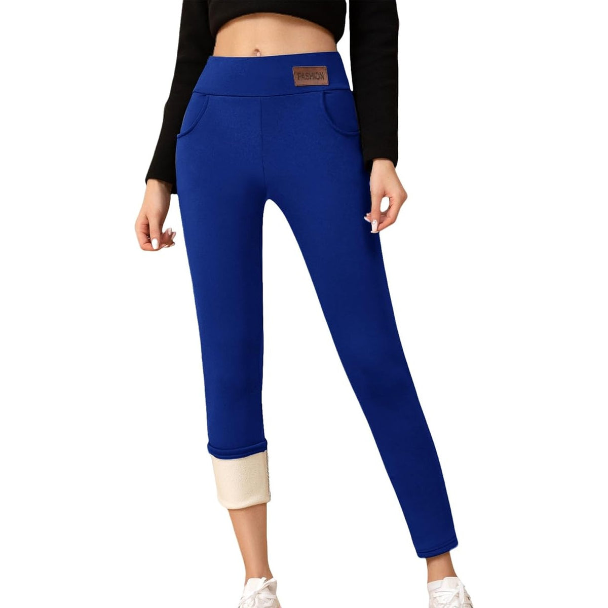 NWT ~ Bright Royal Blue Sherpa Fur Thermal Lined High Waist Leggings ~ Womens XL