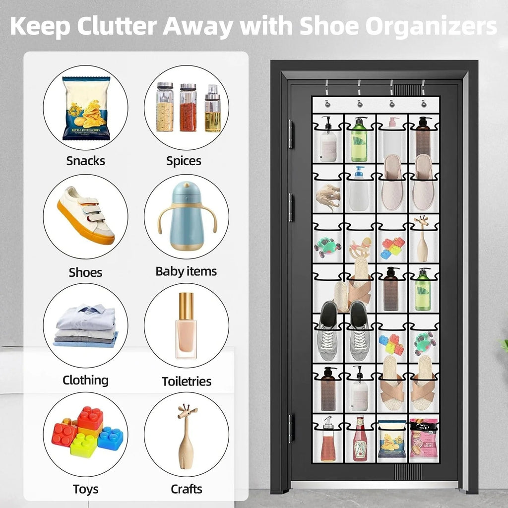 BRAND NEW ~ Over the Door Shoe Organizer 28 Breathable Pockets Hanging Storage