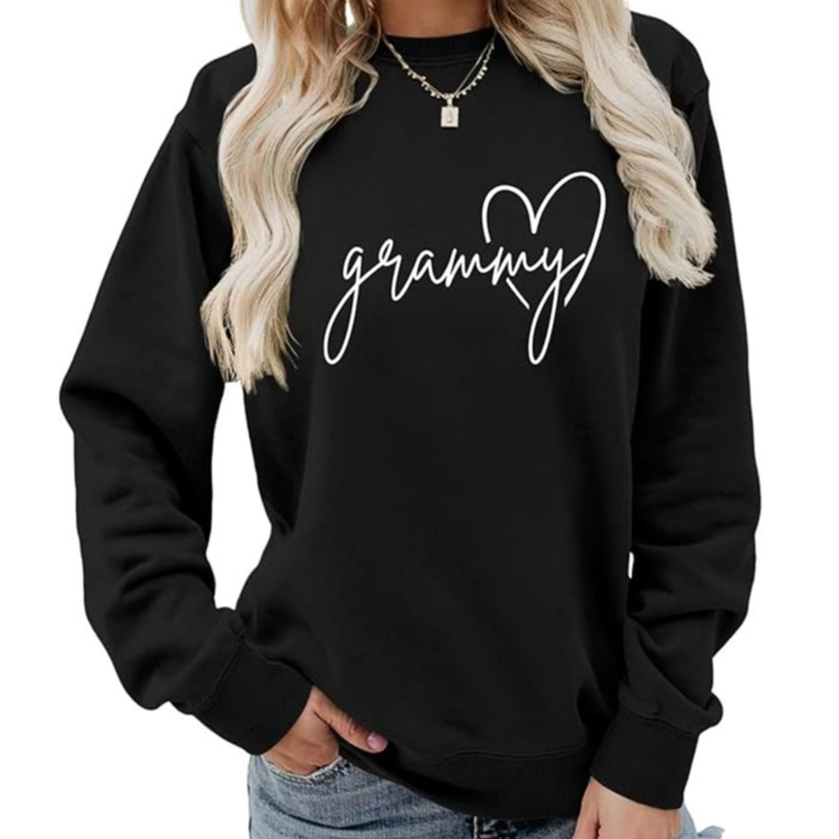 NWOT ~ Women's Long Sleeve Black "GRAMMY" Crewneck Grandma Sweatshirt Top ~ XL