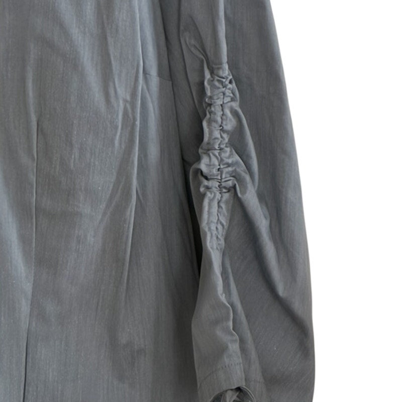 NWT ~ VENEZIA JEANS Women's Plus Size Gray Cotton Blouse Ruched 3/4 Sleeves ~ 16