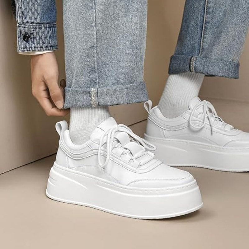 NWT ~ White Breathable Lightweight Faux Leather Platform Sneakers ~ Women's 11.5