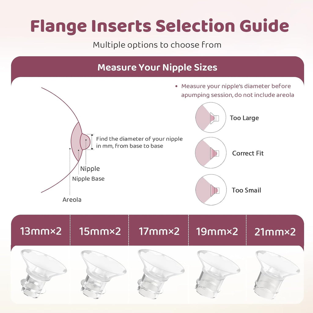 BRAND NEW ~ Silicone Breast Pump Flange Sizing Kit 10pc Flange Inserts
