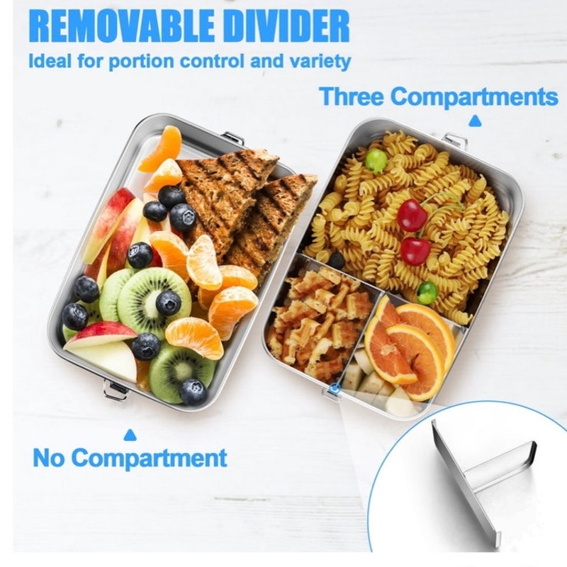 BRAND NEW ~ Stainless Steel 29ox Lunch Box Metal Bento Box & Removeable Divider