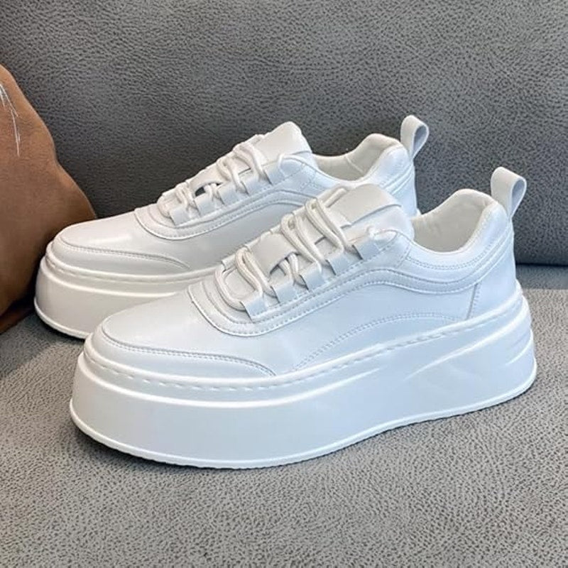 NWT ~ White Breathable Lightweight Faux Leather Platform Sneakers ~ Women's 11.5
