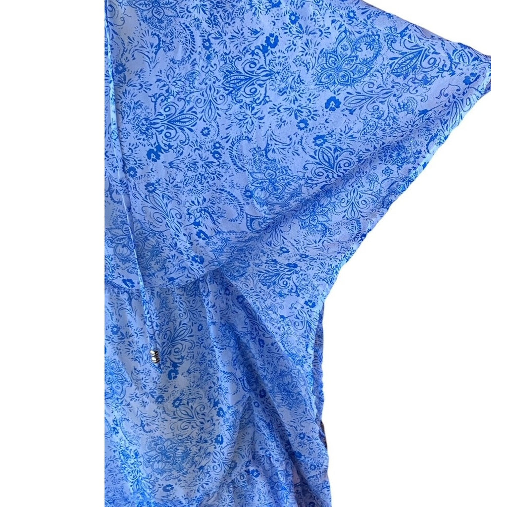NWT ~ TIME and TRU Ruffle Hem Caftan Tie Front Chiffon Swimsuit Coverup ~ XL