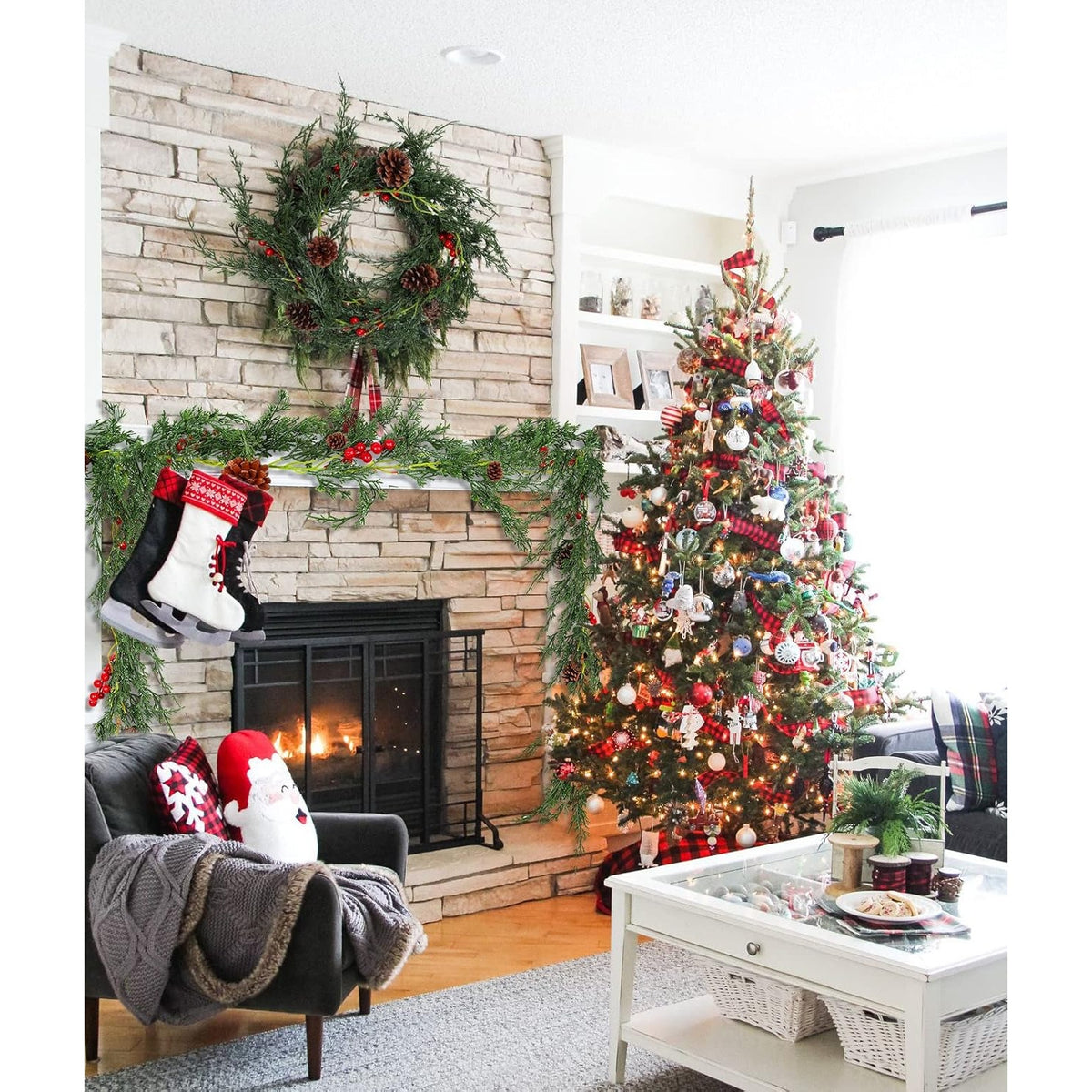 BRAND NEW ~ Christmas Pine Garland Realistic Winter Greenery & Berries & Cones