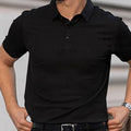 NWT ~ Men's BLACK Waffle Textured Breathable Quick Dry Silky Polo Shirt ~ XXL