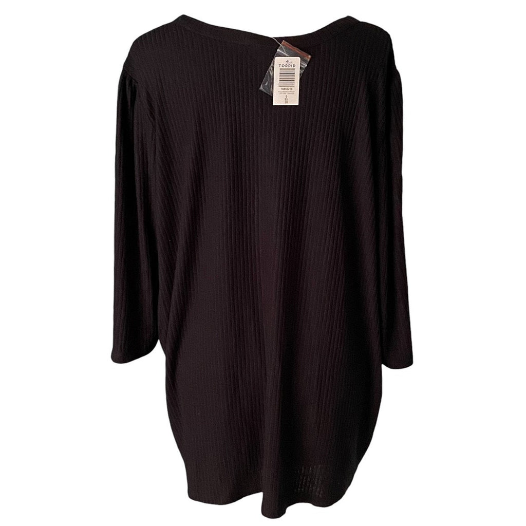 NWT ~ TORRID Light Weight Rib Hacci 3/4 Sleeve Henley Black Top ~ Plus Size 5X