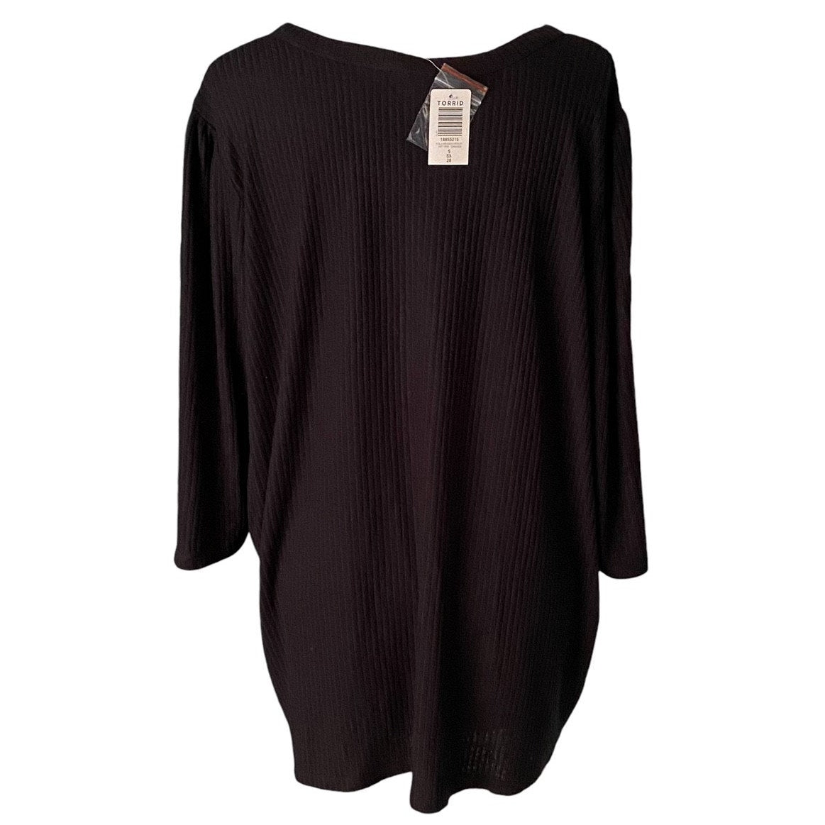 NWT ~ TORRID Light Weight Rib Hacci 3/4 Sleeve Henley Black Top ~ Plus Size 5X