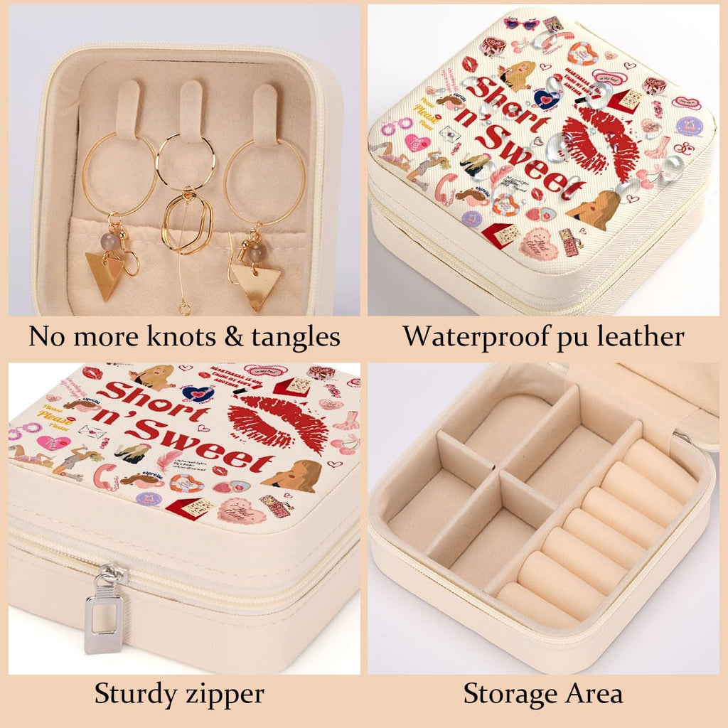 BRAND NEW ~ Small Girly Travel Jewelry Case Box Organizer Zipper Closure