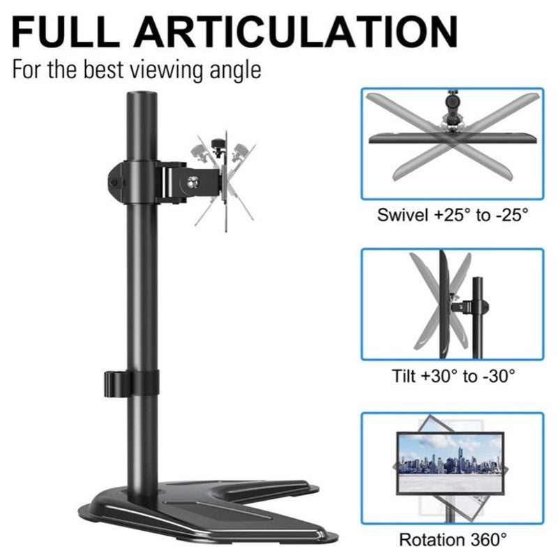 BRAND NEW ~ Black Single Monitor Stand Fits 13" to 32" Screen Desk Monitor Mount
