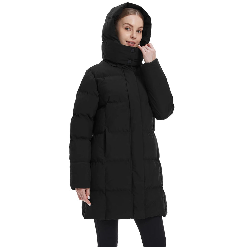 NWT ~ Women's Longer Black Quilted Coat Winter Puffer Jacket & Hood ~ SMALL