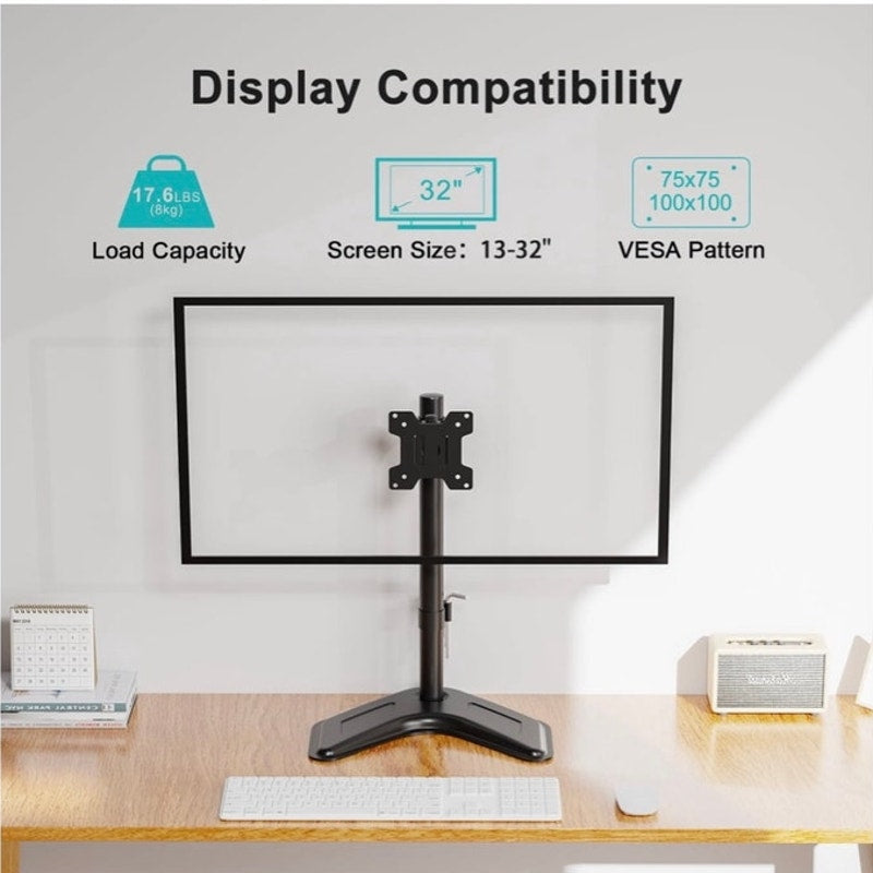 BRAND NEW ~ Black Single Monitor Stand Fits 13" to 32" Screen Desk Monitor Mount