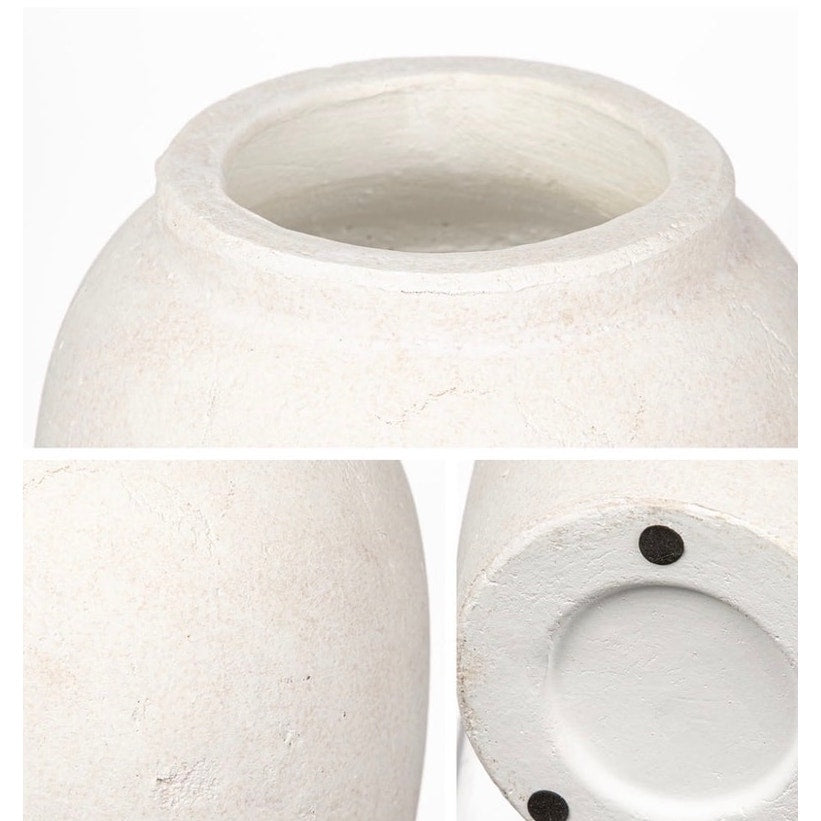BRAND NEW ~ 10" Handmade Matte White Terracotta Rustic Stoneware Ceramic Vase