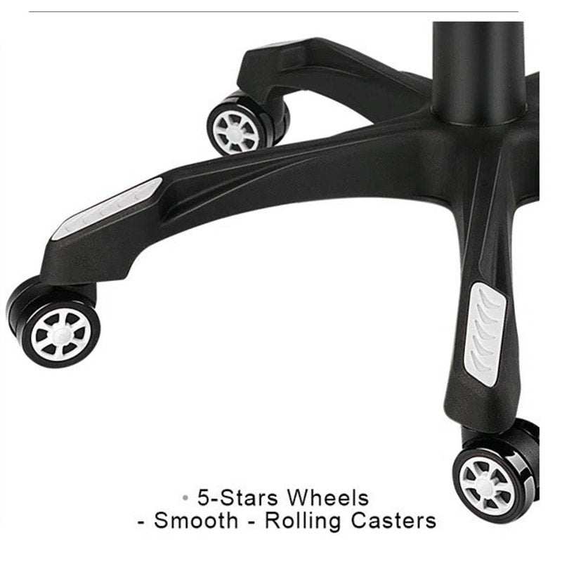 NWT ~ Set/ 5 Solid Black 5 Stars Wheels Smooth Rolling Chair Casters