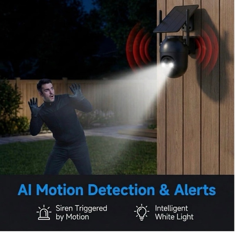 BRAND NEW ~ Black Wireless Outdoor WiFi Solar Battery Waterproof Security Camera