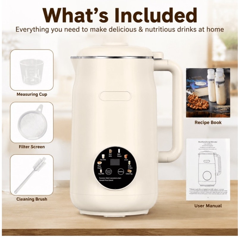 BRAND NEW ~ Beige 8-in-1 Automatic 40oz Self Cleaning Nut Milk Maker Machine