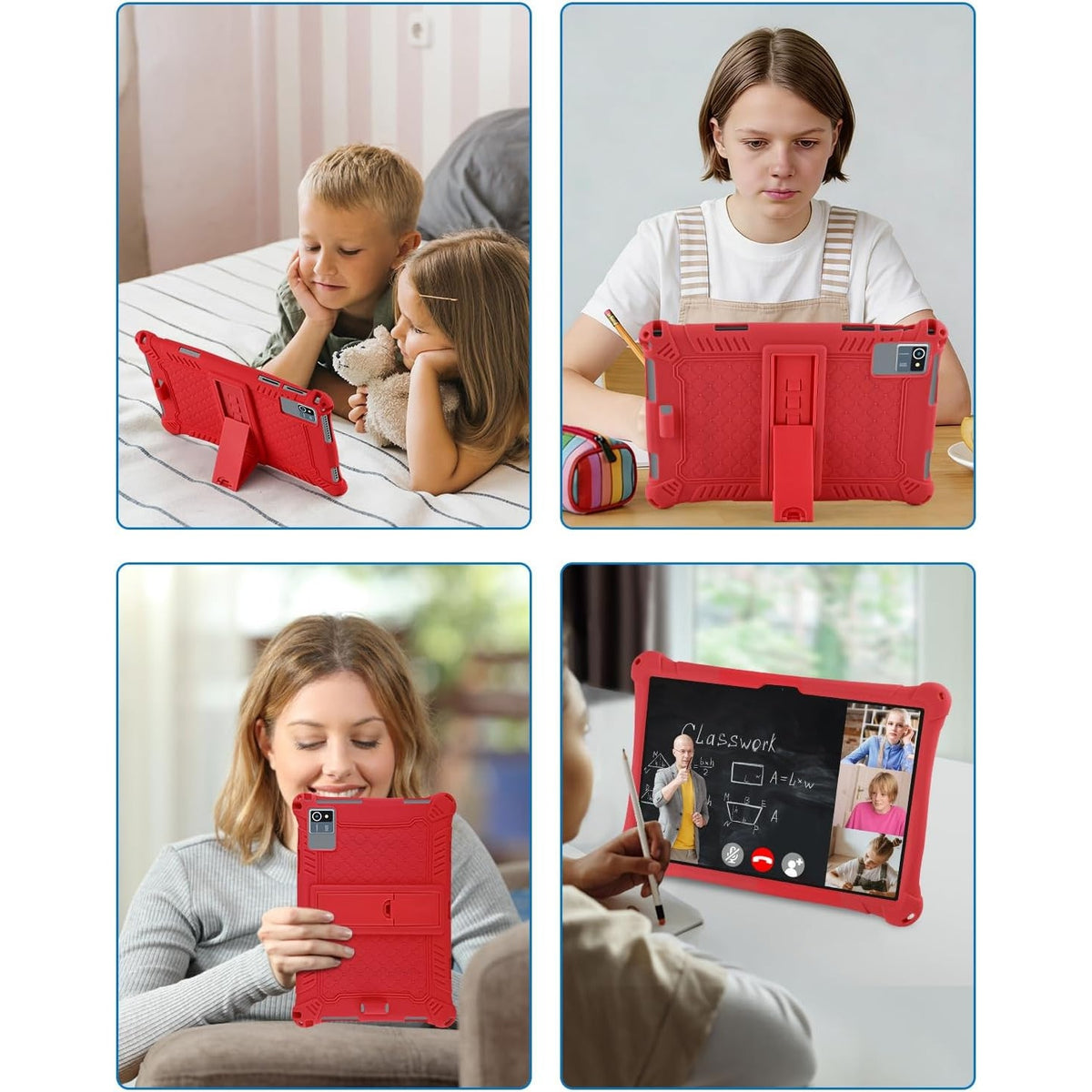 BRAND NEW ~ Red 10.1 inch Silicone Tablet Case & Stylus Pen & Shoulder Strap
