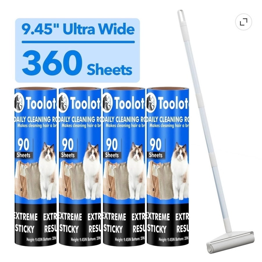 BRAND NEW ~ 4 Pack Extra Sticky Hair Remover Extendable Long Handle Lint Rollers