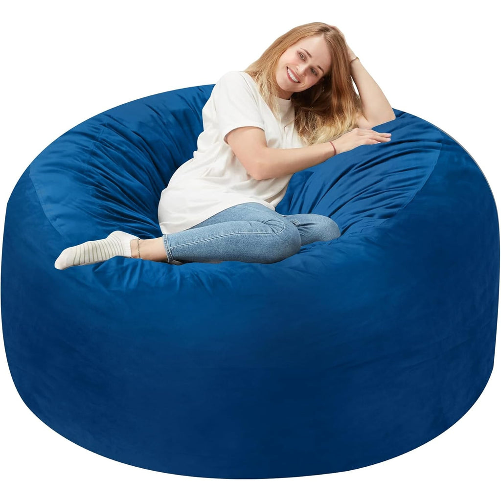 BRAND NEW ~ Blue 3ft Memory Foam Filled Large Soft Dutch Velvet Bean Bag Chair