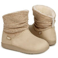 NWT ~ Tan Chenille Booties & Suede Faux Fur Lining Memory Foam Slippers ~ S