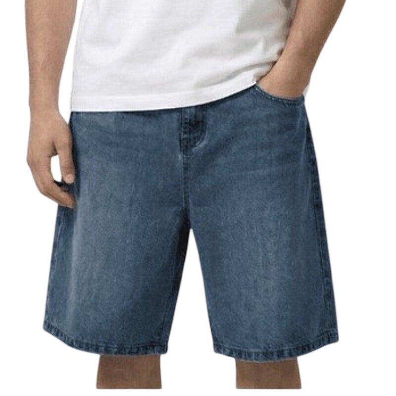 NWT ~ Men's Dark Blue Baggy Loose Fit Wide Leg Y2K Casual Denim Shorts ~ 36