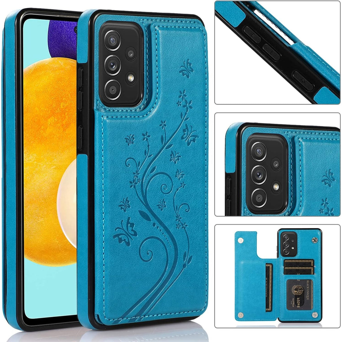 BRAND NEW ~ Blue Embossed Boho Faux Leather Galaxy Cell Phone Wallet Case