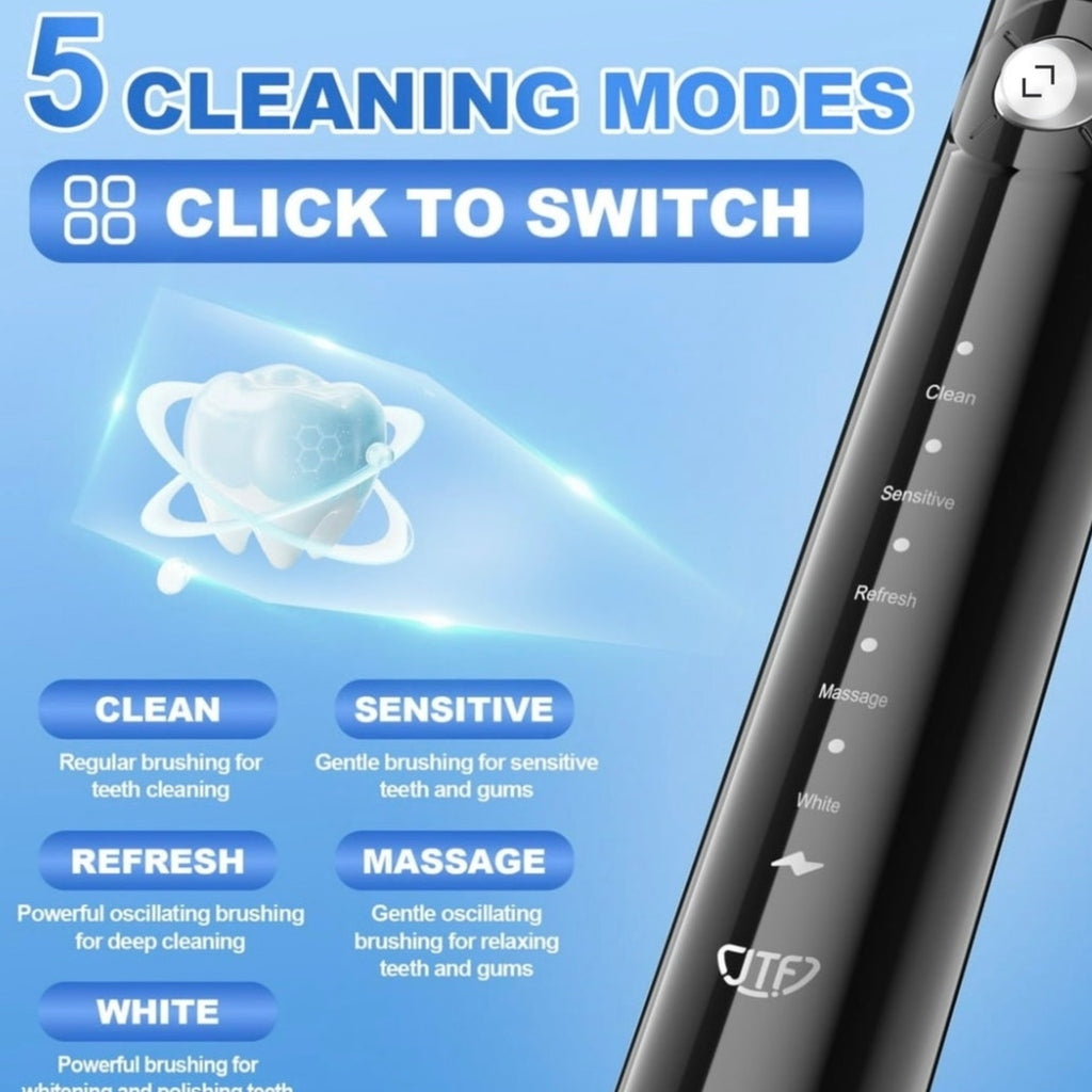 BRAND NEW ~ Black Electric Rechargeable Power Wireless Toothbrush & Travel Case