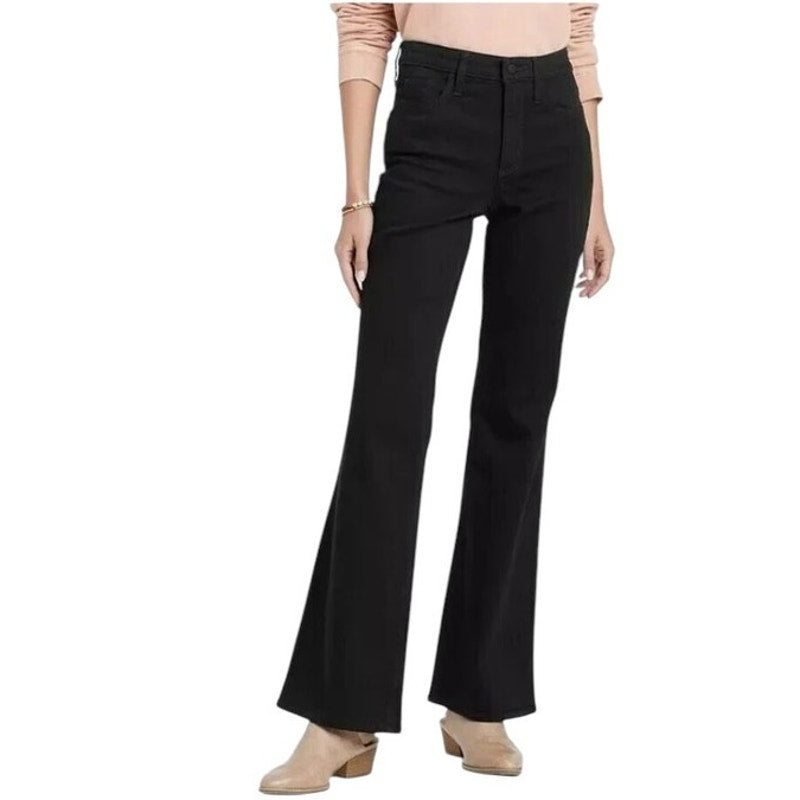 NWT ~ Universal Thread Black Flare Leg High Rise Stretch Denim Jeans ~ 14
